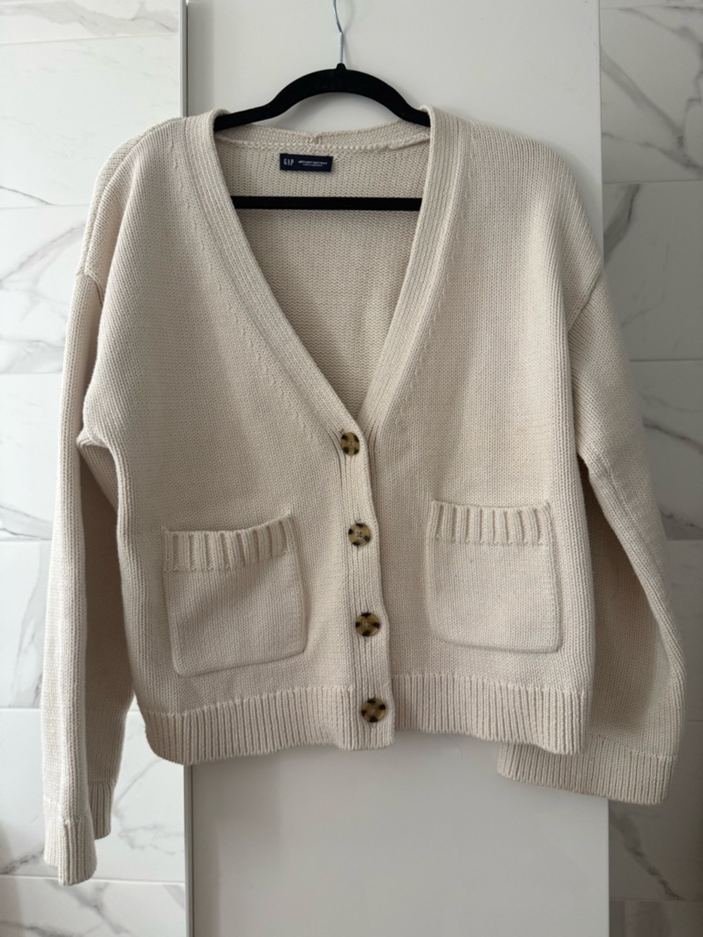 GAP Cream V-Neck Button Cardigan Sweater
